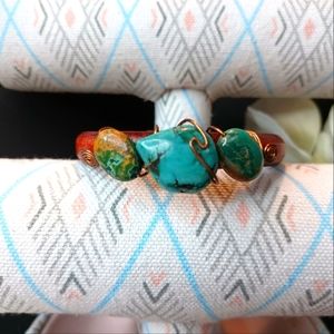 Regalize Hand Tool Leather Bracelet, with Turquoise Stones.